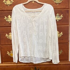 Velvet Ivory Lace-Up Blouse